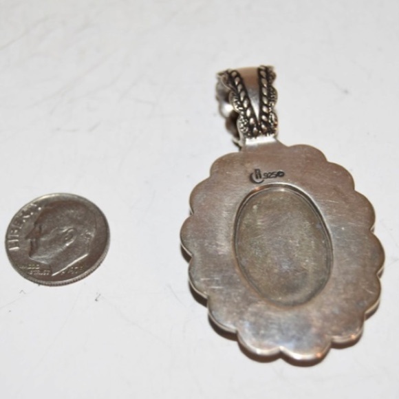 Vintage Carolyn Pollack Relios 925 Sterling Silver Inlaid Shell Ornate Pendant - Picture 3 of 3